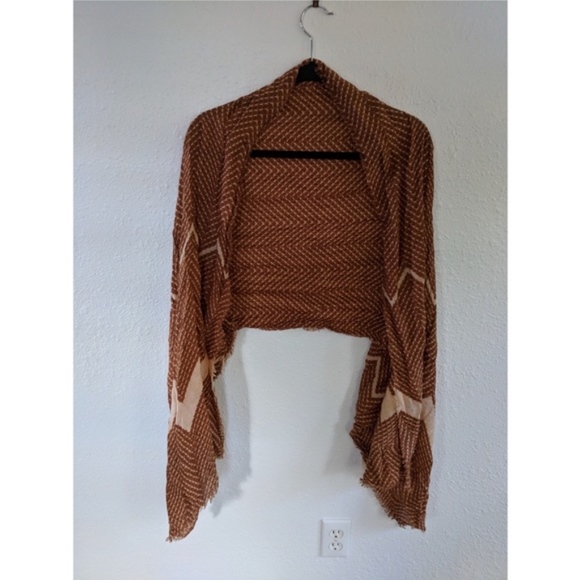 NWOT Trendy Earth Tone Western wrap scarf chevron - Picture 3 of 3